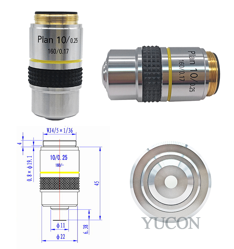 Factory Price 10x Achromatic biological Microscope Objective lens